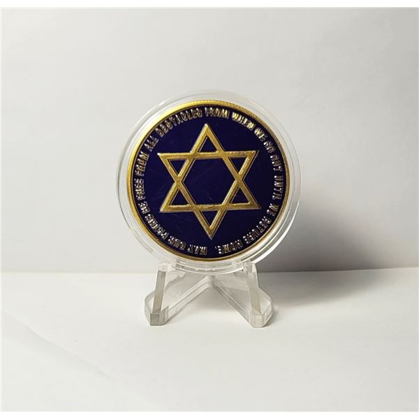 20)  ENCAPSULATED BLUE ENAMEL WITH GOLD TONE