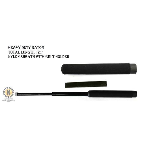 21" RETRACTABLE BATON WITH BELT LOOP, SHEATH & BO