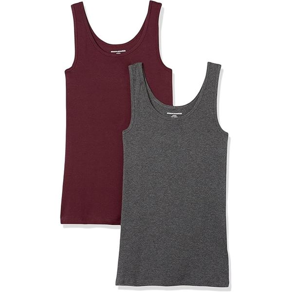 2 NEW AMAZON ESSENTIALS TANK TOPS SLIM FIT SZ L/G