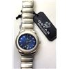 Image 1 : 14)  SWISS MADE, LADIES SILVER TONE WITH BLUE