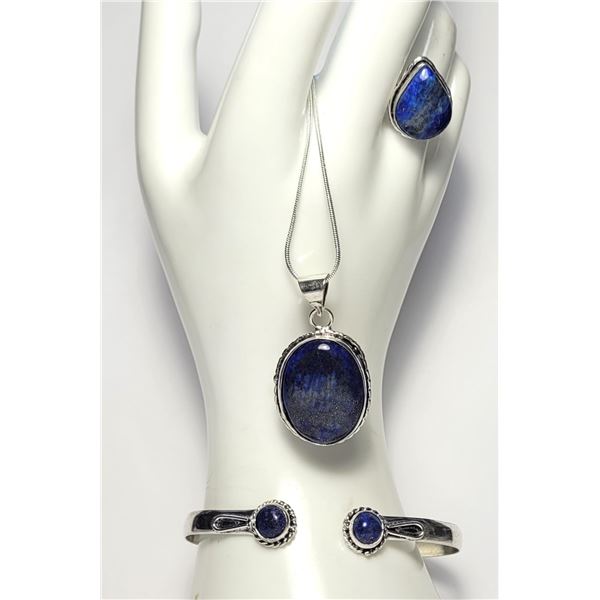 21)  SUITE OF NATURAL LAPIS LAZULI JEWELERY