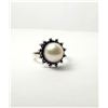 Image 1 : 30)  WHITE PEARL SIZE 7.5 RING, SETTING STAMPED