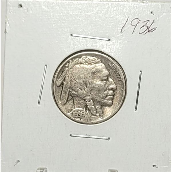 7)  FROM 1936 USA, 5 CENT BUFFALO/INDIAN HEAD