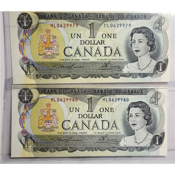 5)  LOT OF 2 CANADIAN 1973 UNCIRCULATED $1.00