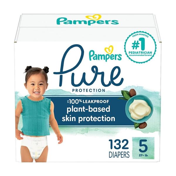 NEW 132 DIAPERS PAMPERS PURE PROTECTION