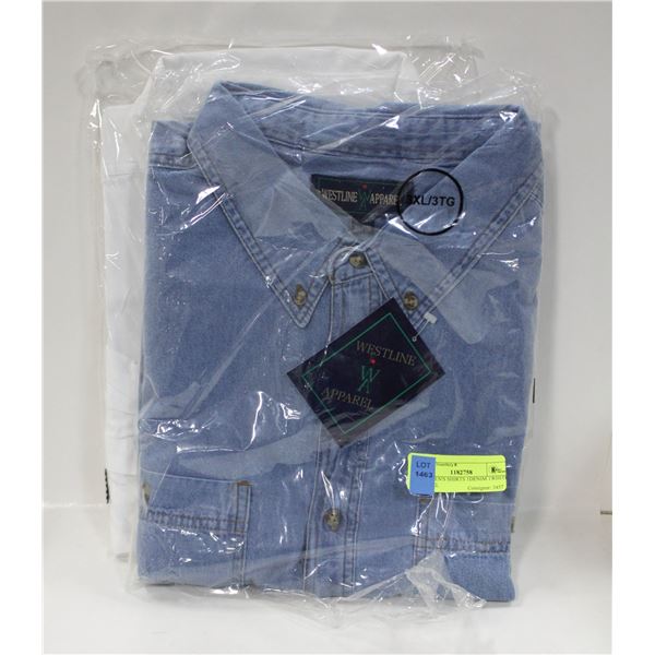 NEW MEN'S SHIRTS 1DENIM 1WHITE SIZE 3XL