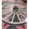 Image 2 : ANTIQUE WAGON WHEEL COFFEE TABLE 48" ROUND 20"HIGH