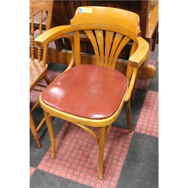 VINTAGE CHAIR FROM CHURCHILL HOTEL - RED WITH ARMS
