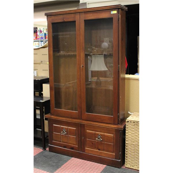 VINTAGE WOODEN GUN CABINET 11" X 44" X 75"