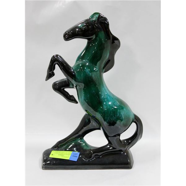 VINTAGE POTTERY 14" TALL REARING HORSE FIGURINE