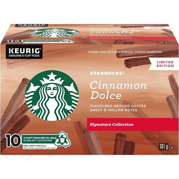 NEW 60X 10G STARBUCKS CINNAMON DOLCE GROUND COFFEE