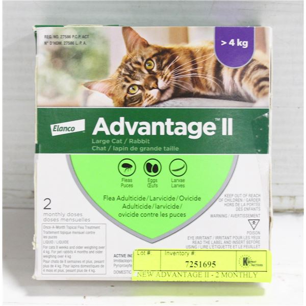 NEW ADVANTAGE II - 2 MONTHLY DOSES - LARGE CAT 4KG