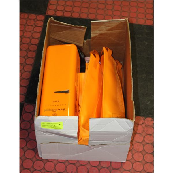 BOX W/ VEUVE CLIQUOT CHAMPAGNE COOLER & CARRY