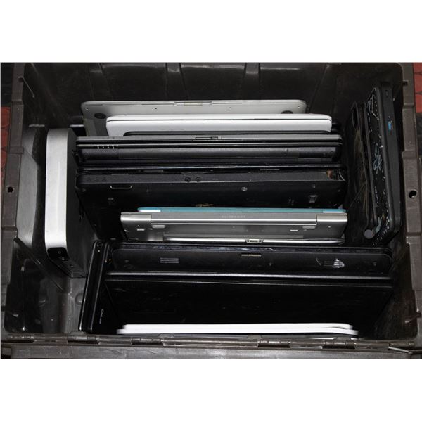 GREY TOTE WITHG 12 LAPTOPS FOR REPAIR & PARTS &