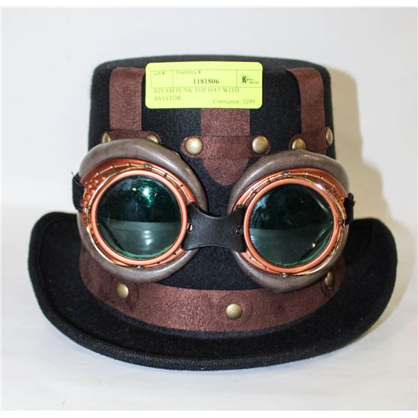 STEAM PUNK TOP HAT WITH AVIATOR
