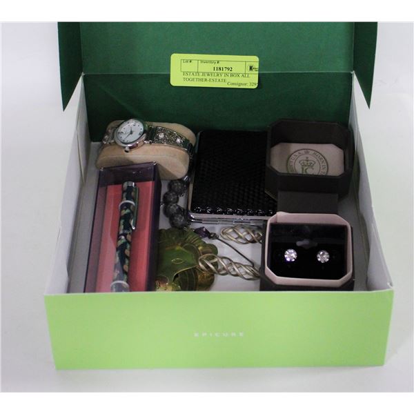 ESTATE JEWELRY IN BOX ALL TOGETHER-ESTATE