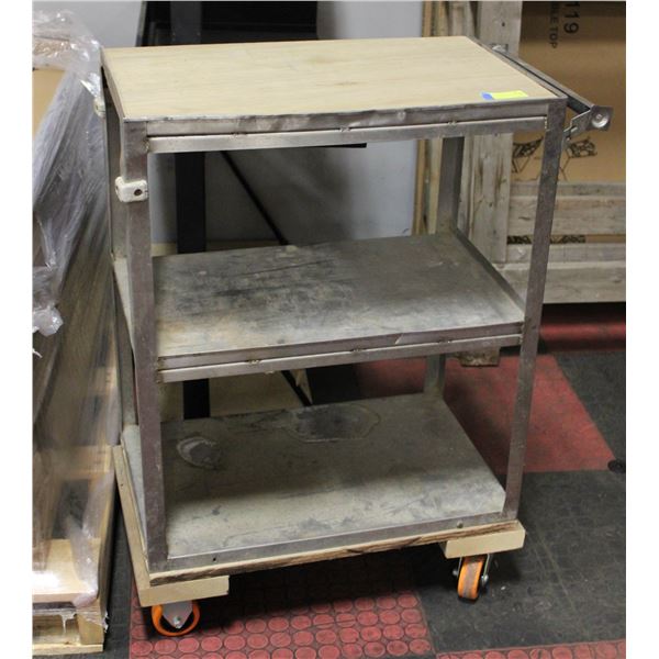 3-TIER ROLLING MULTI-PURPOSE SHELVING UNIT -