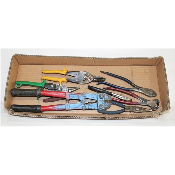 FLAT WITH ASSORTMENT OF 8 PLIER HAND TOOLS