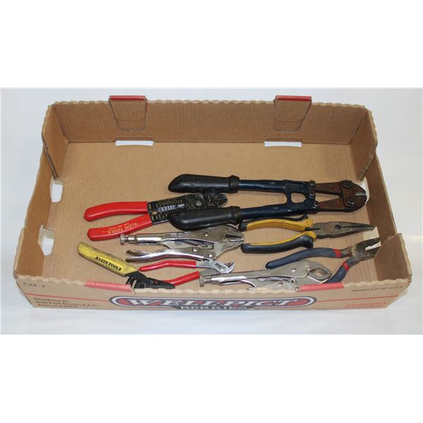 FLAT WITH ASSORTMENT OF 8 PLIER HAND TOOLS