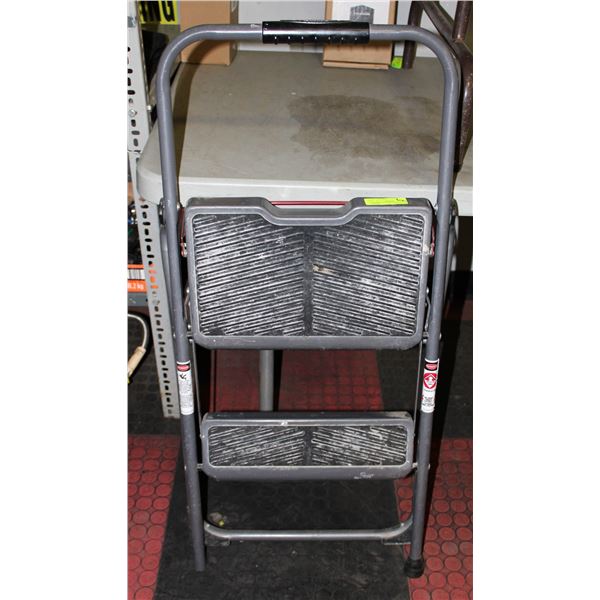 WERNER FOLD-AWAY METAL 2-STEP LADDER,
