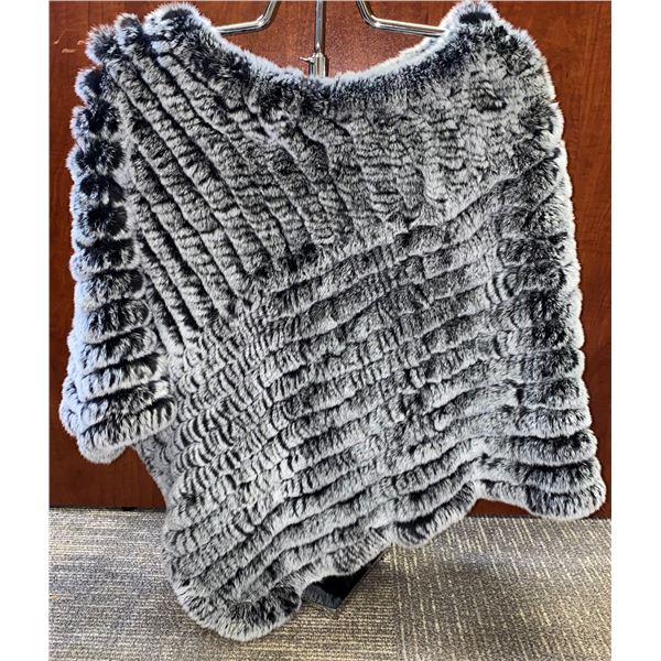 FRIEND OF DSC: Black & Gray Rex Rabbit Poncho
