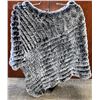 Image 1 : FRIEND OF DSC: Black & Gray Rex Rabbit Poncho
