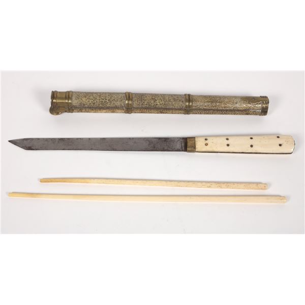 Tombstone Boarding House Chef Knife/ Chopsticks c1880 [157596]