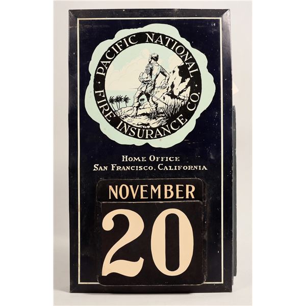 Pacific National Fire Insurance Company Calendar Sign [187932]