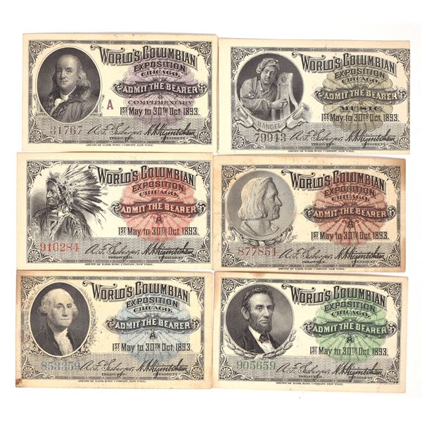 World's Columbian Exposition Tickets (6) [193394]