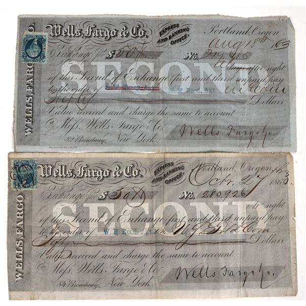 Portland, Oregon Wells, Fargo & Co. Seconds of Exchange (2) [193992]