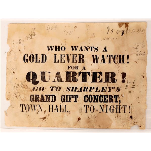 Gold Lever Watch Lottery Philadelphia c1852-1854 [179365]