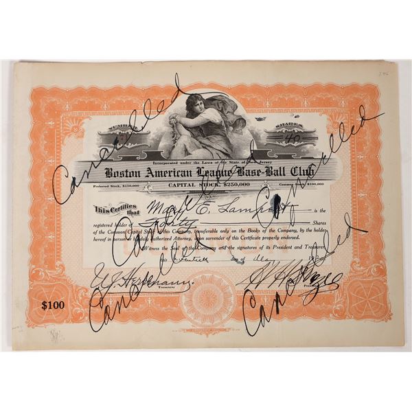 Harry Frazee Signed Sox Stock Certificate [191774]