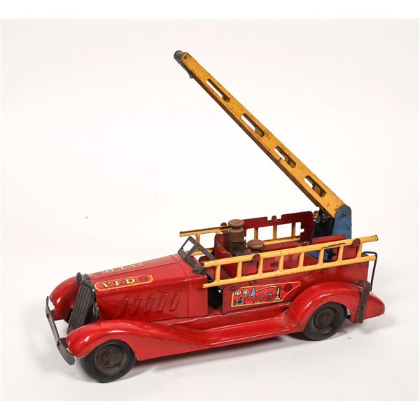 Marx Wind Up VFD Ladder Truck Pressed Steel. [183532]