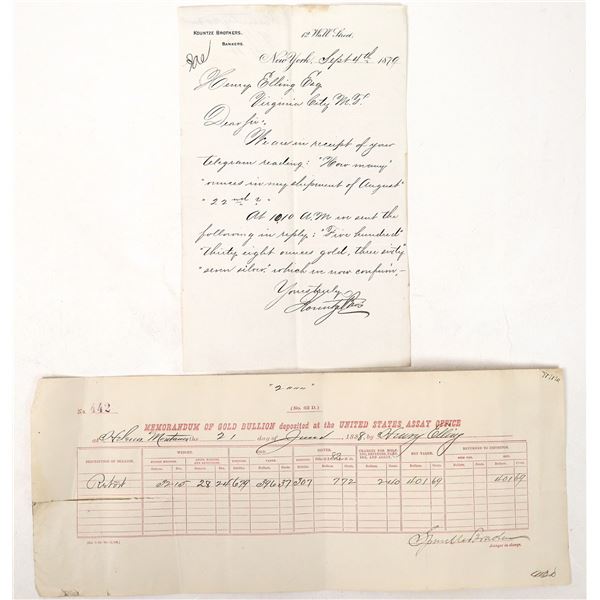 Gold Related Montana Document Pair, 1879-88 [193651]