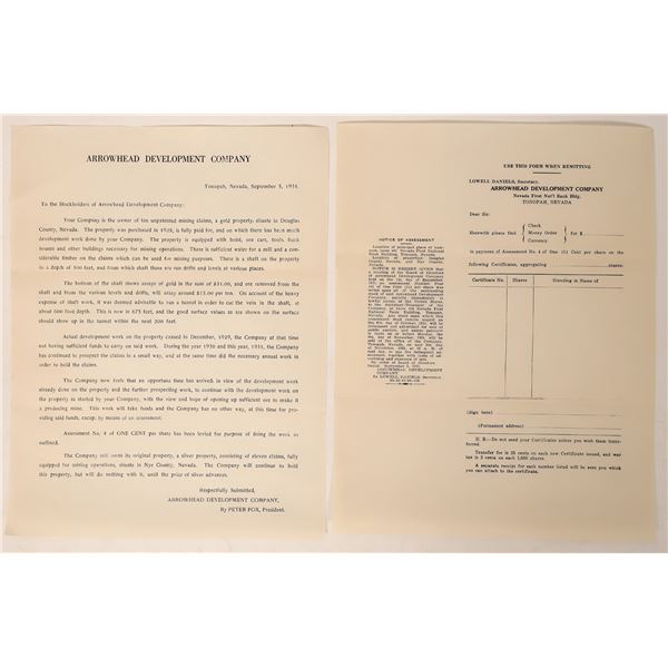 Arrowhead Development Letterhead, 1931 [182915]