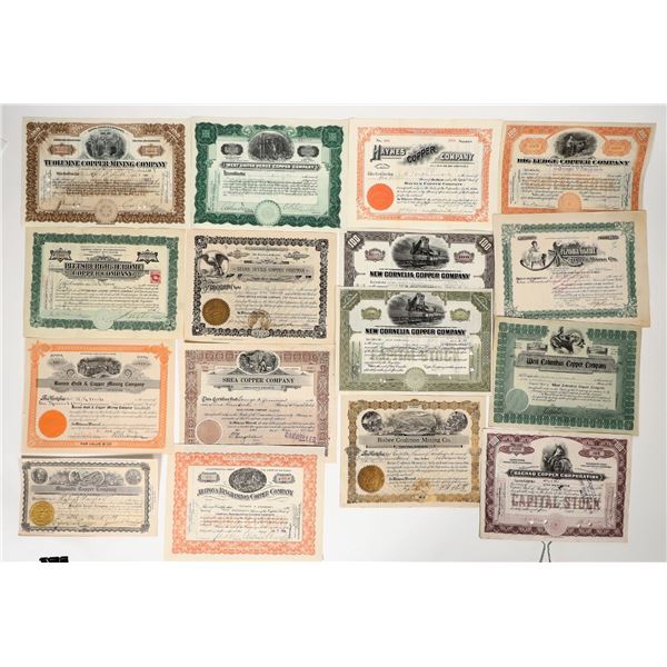 Arizona Copper Mining Stocks, 17 Different, 1902-29 [194069]