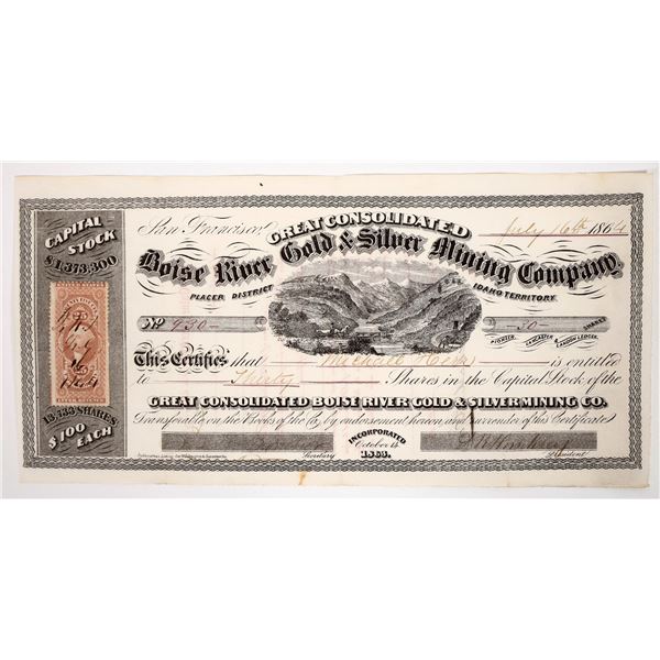 Boise River Gold & Silver Mining Stock, 1864 [193630]