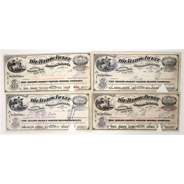 Yellow Jacket Silver Stocks, 4 Better, 1883-98 [193929]