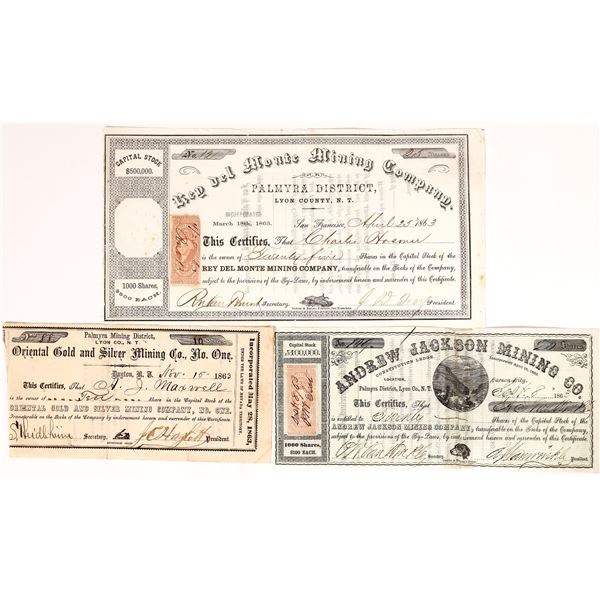 Palmyra Nevada Territorial Stock Certificates [173777]