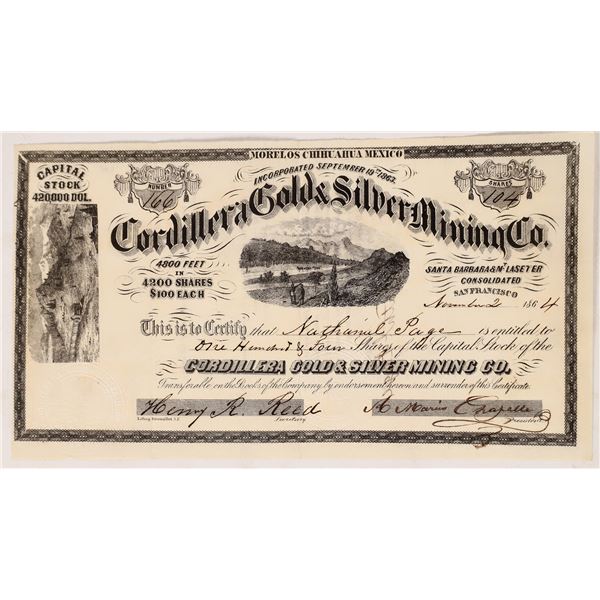 Cordillera Gold & Silver Mining Stock, 1864 [194120]