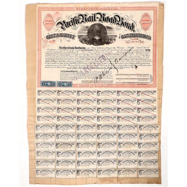 Pacific Rail Road Bond and Coupons, 1865 [193128]