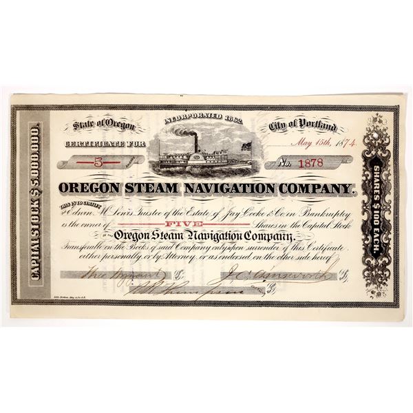 Oregon Steam Navigation Company Stock, 1874 [193943]