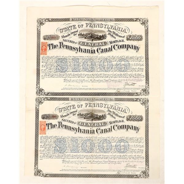 Pennsylvania Canal Bonds, 1870 Pair [190973]