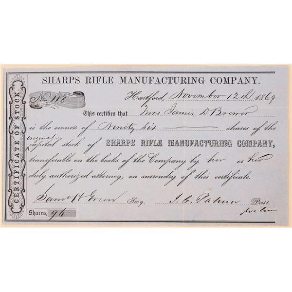 Sharps Rifle Manufacturing Company Stock Certificate 1869 [183295]