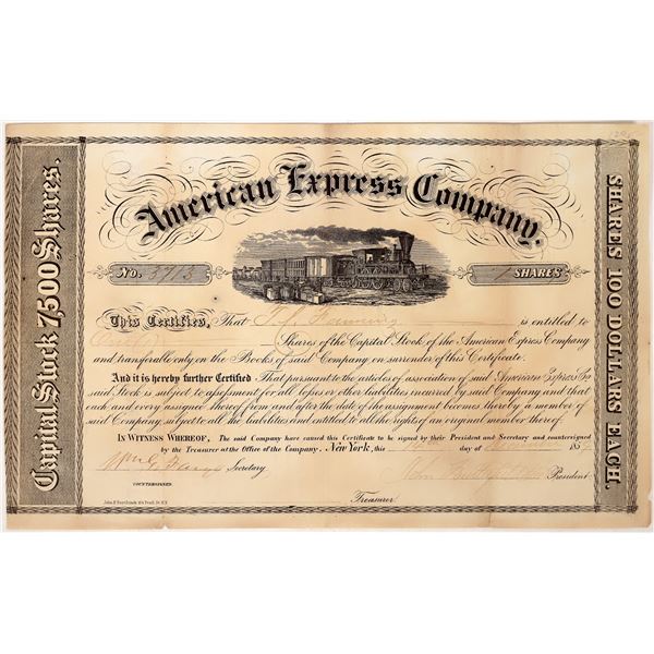 Butterfield & Fargo Signed Stock Certificate 1859 [192964]