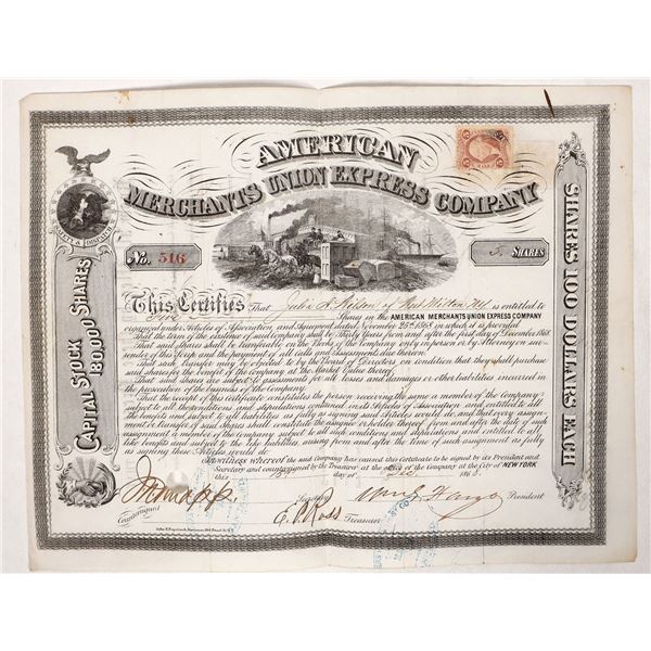 William Fargo Signed Stock Certificate 1868 [192157]