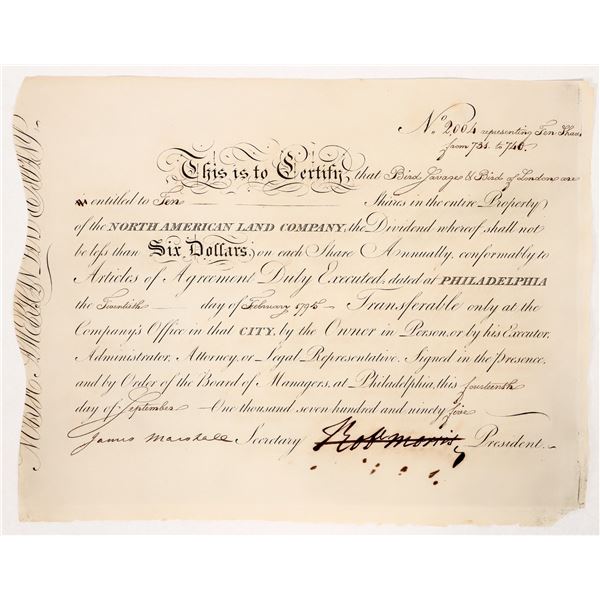 Robert Morris Signature on a Stock, 1795 [192208]