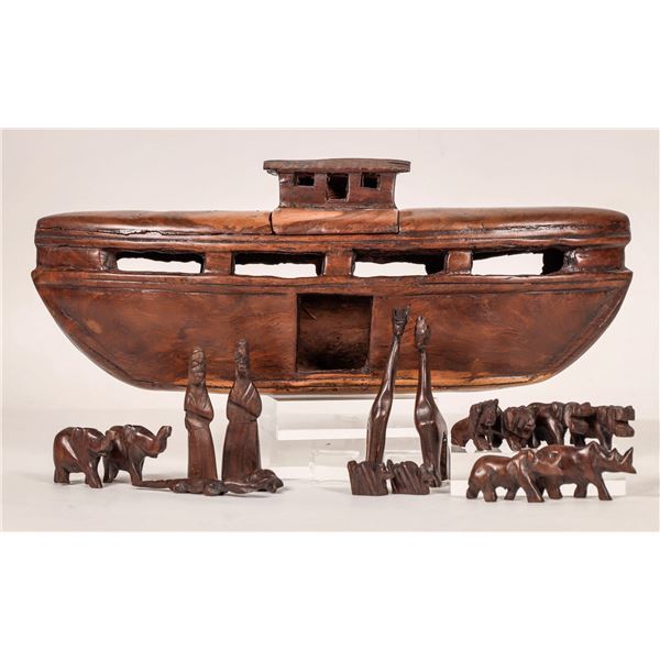 Wood Hand Carved Noah's Ark & Animals [179044]
