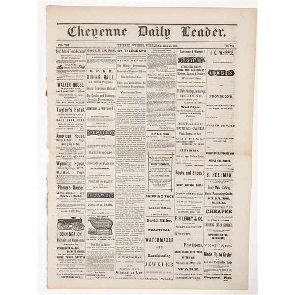 Cheyenne Daily Leader, Black Hills Gold Rush & Clashes with Native Americans, 1875 [193678]