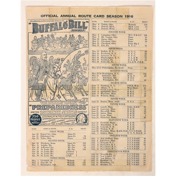 Buffalo Bill Annual Route Card c. 1916 [188357]